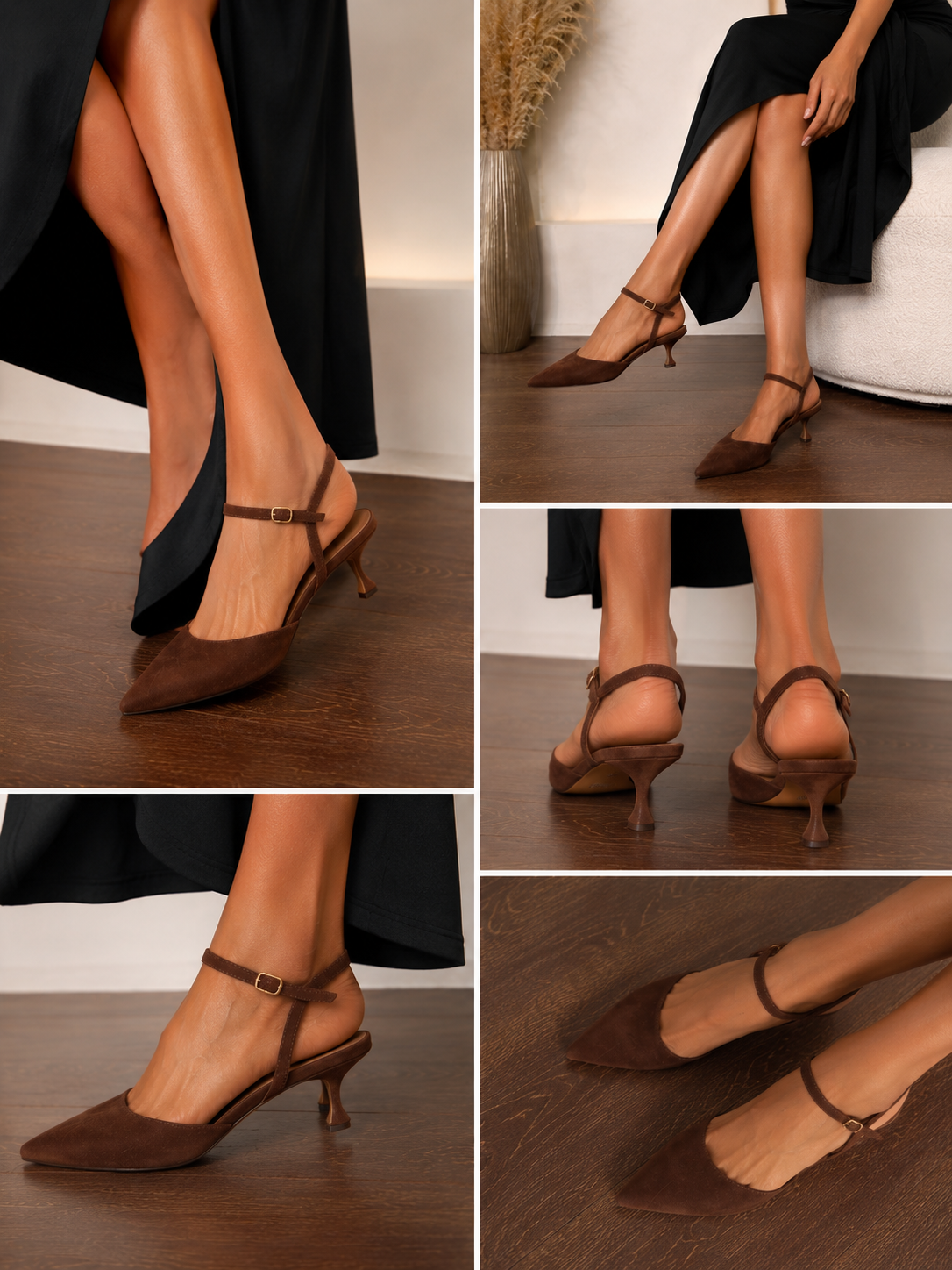 Escarpins Slingback Marron Chocolat